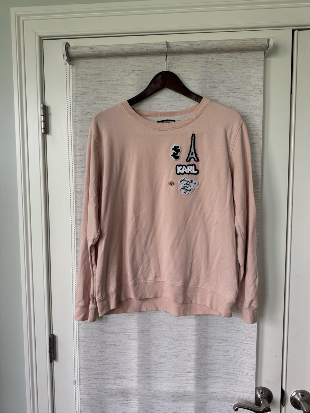 Karl Lagerfeld Paris Women's Pink Patch Sweatshirt